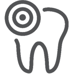 Icon of a tooth with a bullseye covering the top left corner