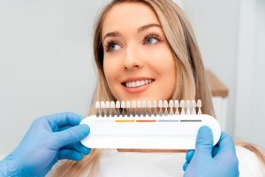 woman getting dental veneers